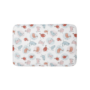 pattern with cartoon birds bath mat
