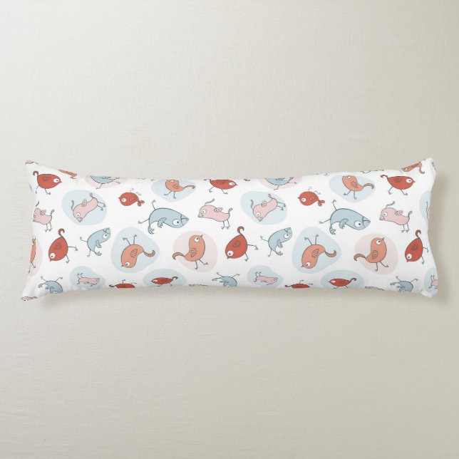 pattern with cartoon birds body cushion (Front)
