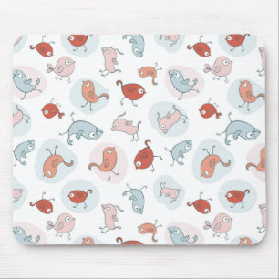 pattern with cartoon birds mouse pad