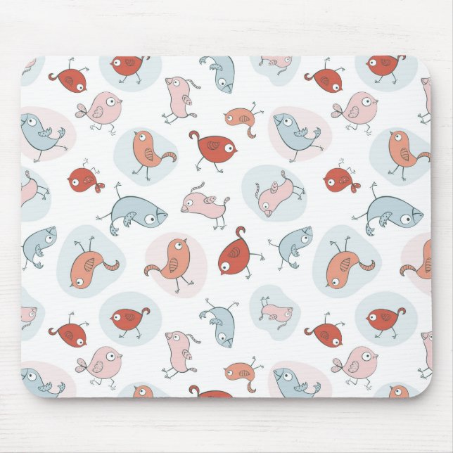 pattern with cartoon birds mouse pad (Front)