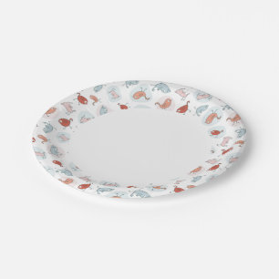 pattern with cartoon birds paper plate