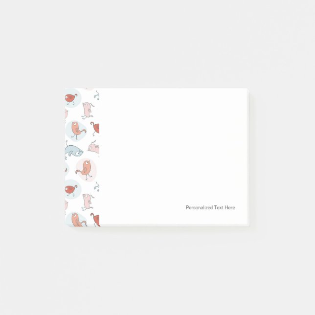 pattern with cartoon birds post-it notes (Front)