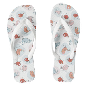 pattern with cartoon birds thongs