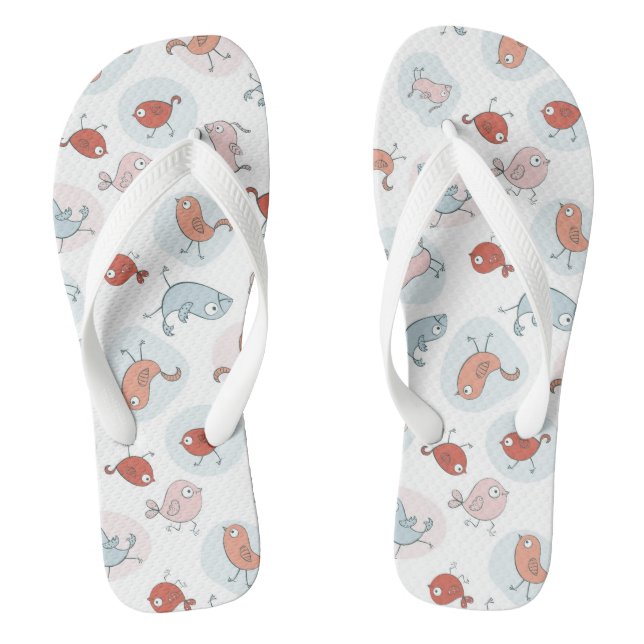 pattern with cartoon birds thongs (Footbed)