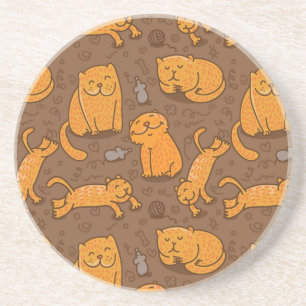 Pattern With Cats Coaster