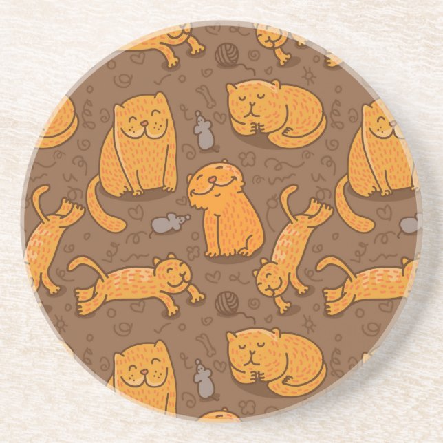 Pattern With Cats Coaster (Front)