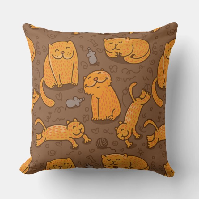 Pattern With Cats Cushion (Front)