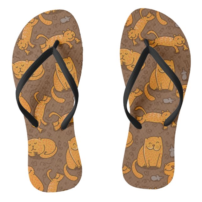 Pattern With Cats Thongs (Footbed)