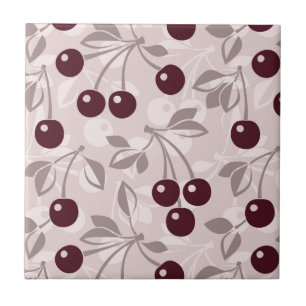 Pattern with Cherries 2 Ceramic Tile