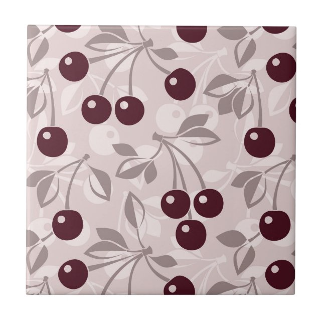Pattern with Cherries 2 Ceramic Tile (Front)