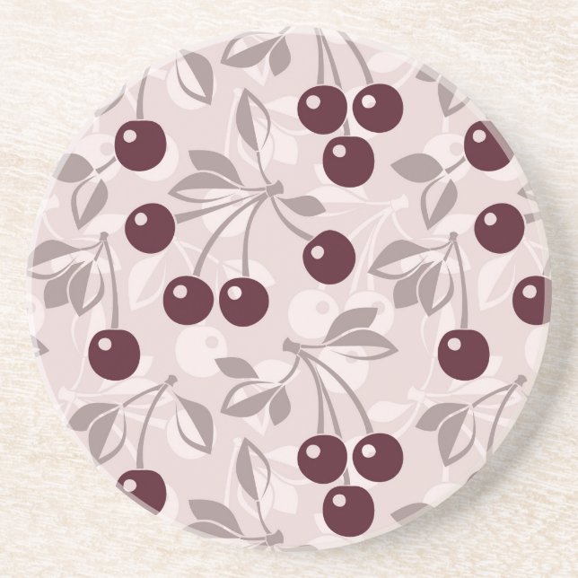 Pattern with Cherries 2 Coaster (Front)