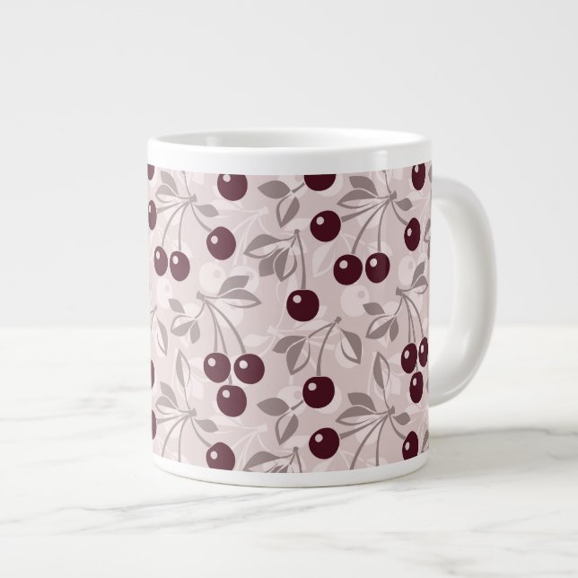 Pattern with Cherries 2 Large Coffee Mug (Front Right)