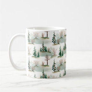 Pattern with Christmas trees, trees and bushes. Bl Coffee Mug