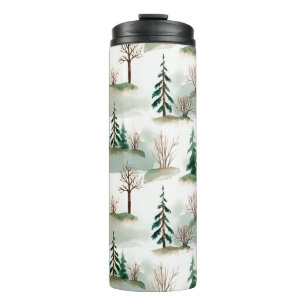Pattern with Christmas trees, trees and bushes. Bl Thermal Tumbler