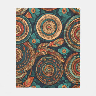 pattern with circles Ethnic seamless pattern Fleece Blanket