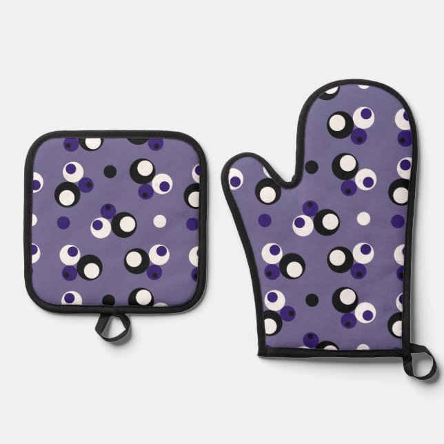 Pattern with Circles inside Circles Oven Mitt & Pot Holder Set (Front)