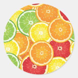 Pattern with citrus fruits classic round sticker