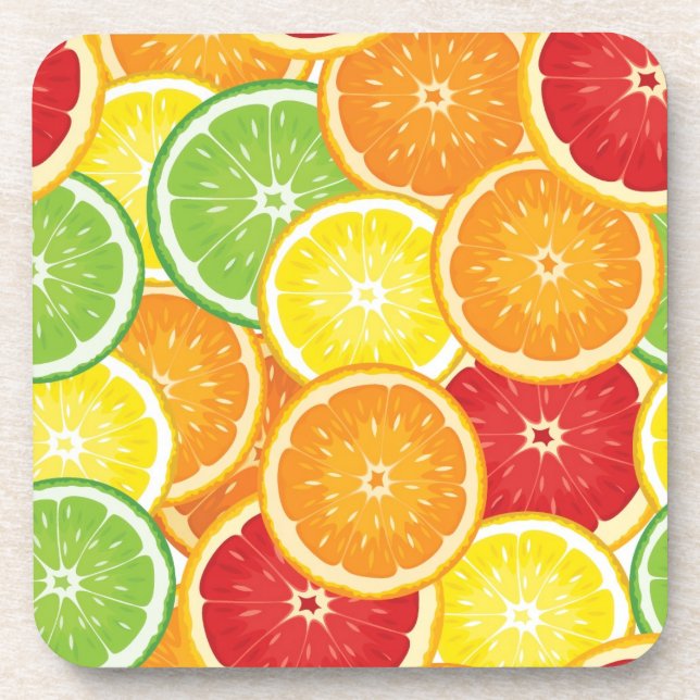 Pattern with citrus fruits coaster (Front)
