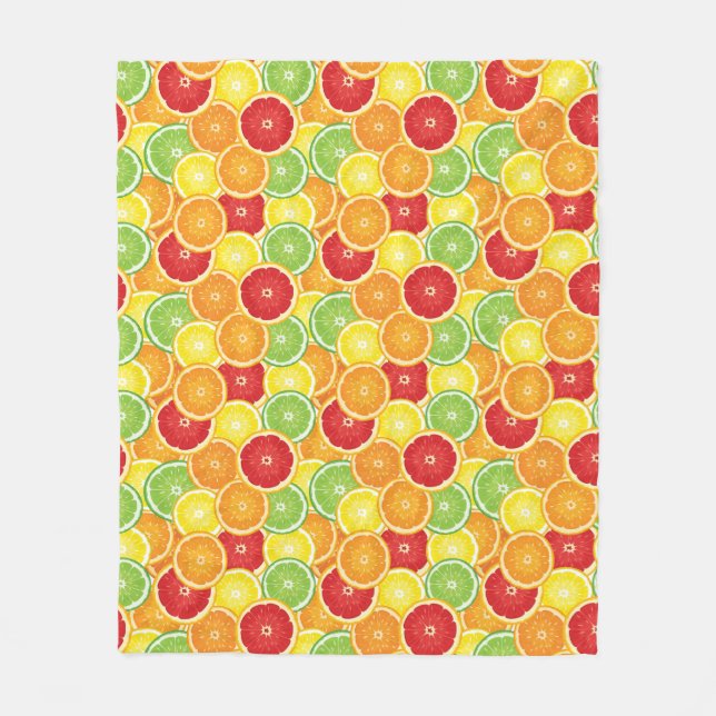 Pattern with citrus fruits fleece blanket (Front)