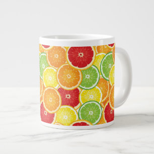 Pattern with citrus fruits large coffee mug