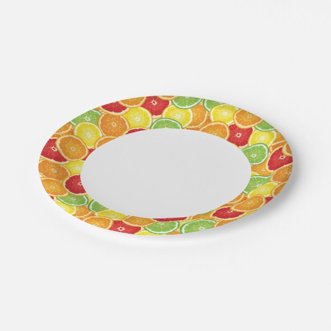 Pattern with citrus fruits paper plate (Angled)