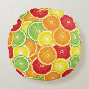 Pattern with citrus fruits round cushion
