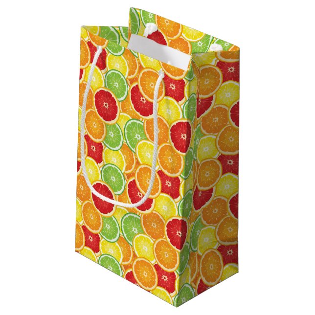 Pattern with citrus fruits small gift bag (Back Angled)