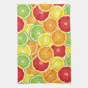 Pattern with citrus fruits tea towel