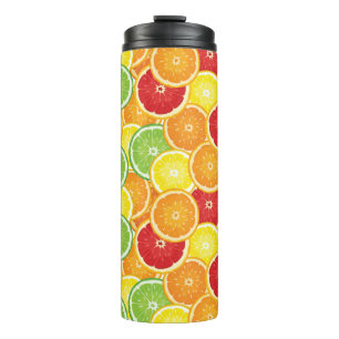 Pattern with citrus fruits thermal tumbler