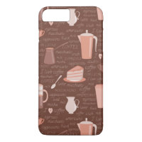 Pattern with coffee related elements