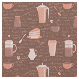Pattern with coffee related elements fabric