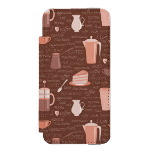 Pattern with coffee related elements incipio watson™ iPhone 5 wallet case