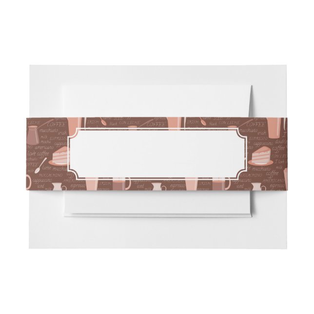 Pattern with coffee related elements invitation belly band (Front Example)