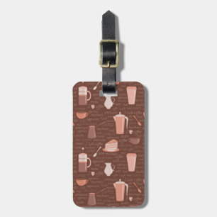 Pattern with coffee related elements luggage tag