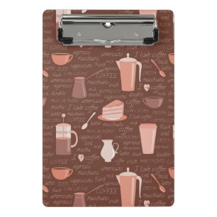 Pattern with coffee related elements mini clipboard