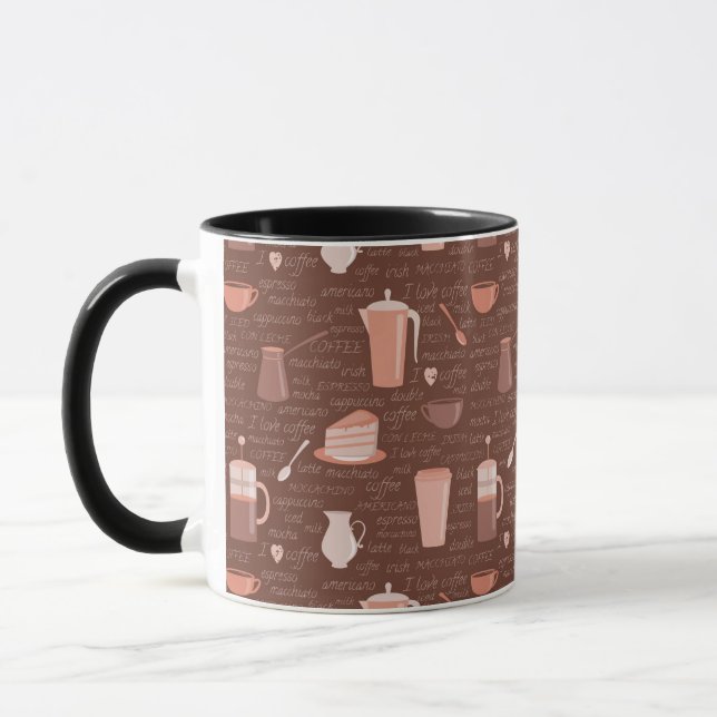 Pattern with coffee related elements mug (Left)
