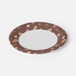 Pattern with coffee related elements paper plate