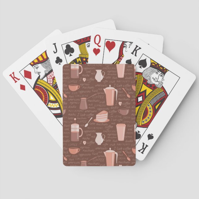 Pattern with coffee related elements playing cards (Back)
