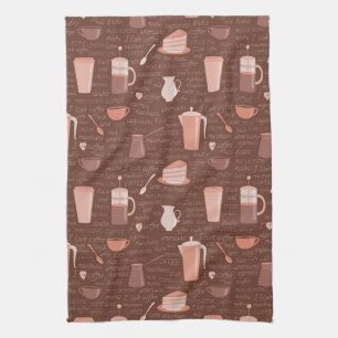 Pattern with coffee related elements tea towel