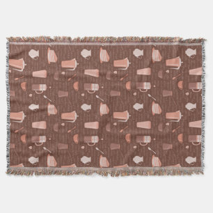 Pattern with coffee related elements throw blanket