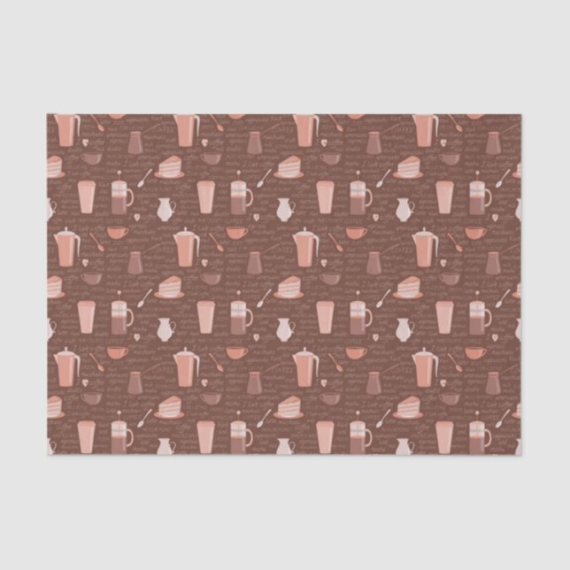 Pattern with coffee related elements tissue paper (Front)