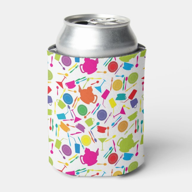 Pattern With Coloured Kitchen Stuff Can Cooler (Can Front)