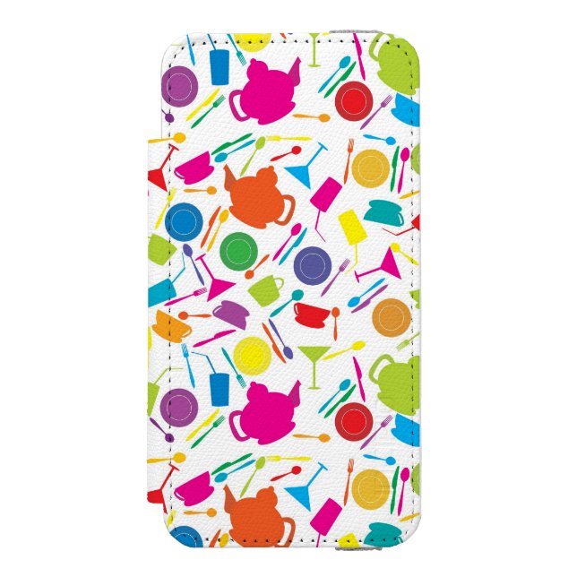 Pattern With Coloured Kitchen Stuff Incipio iPhone Wallet Case (Folio Front)
