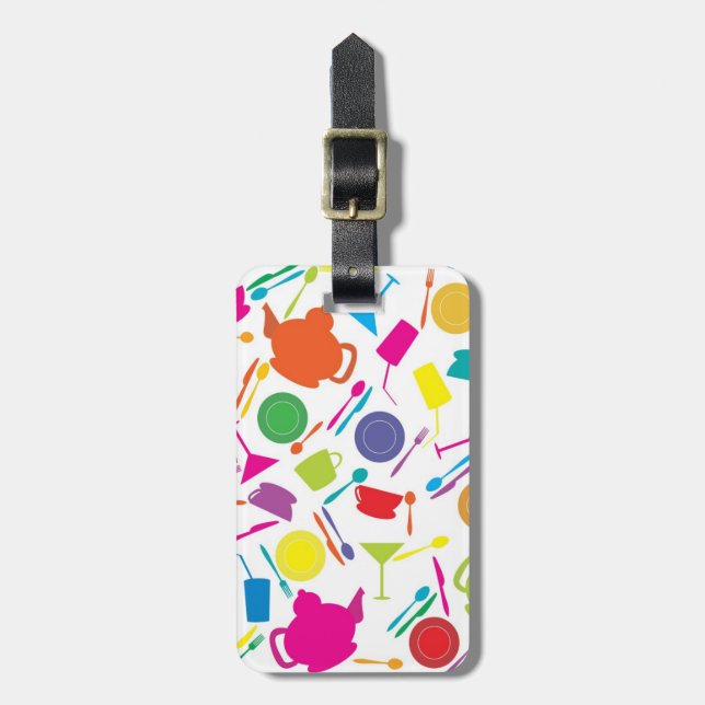 Pattern With Coloured Kitchen Stuff Luggage Tag (Front Vertical)