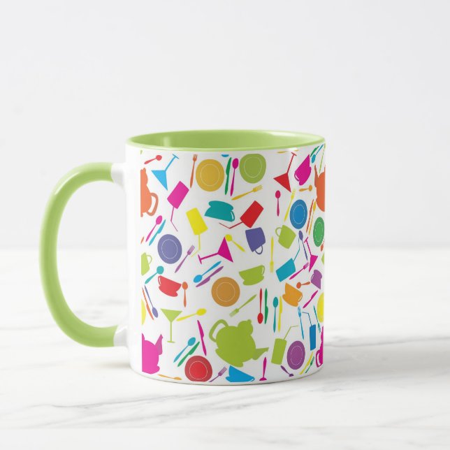 Pattern With Coloured Kitchen Stuff Mug (Left)