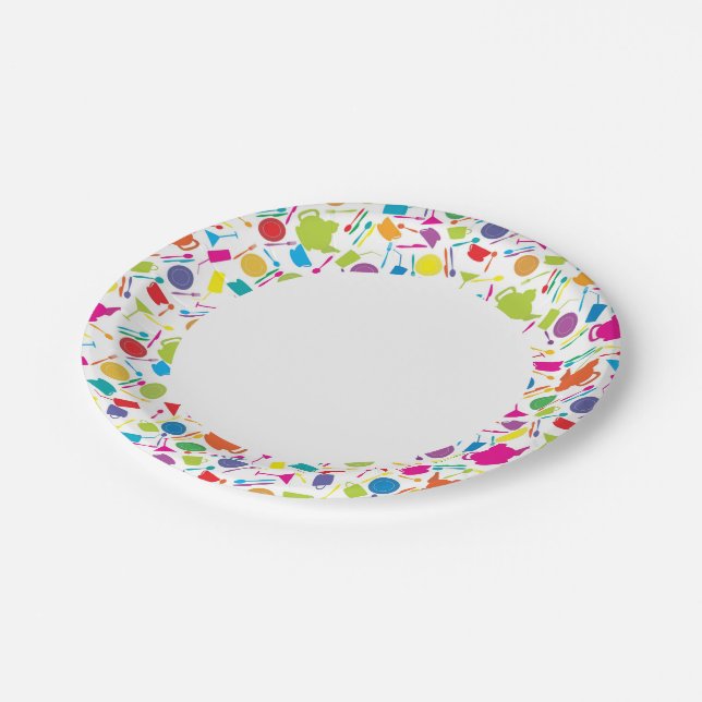 Pattern With Coloured Kitchen Stuff Paper Plate (Angled)