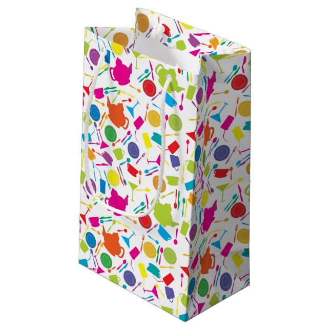 Pattern With Coloured Kitchen Stuff Small Gift Bag (Back Angled)
