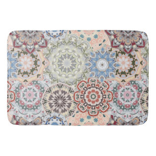 Pattern with coloured mandalas bath mat