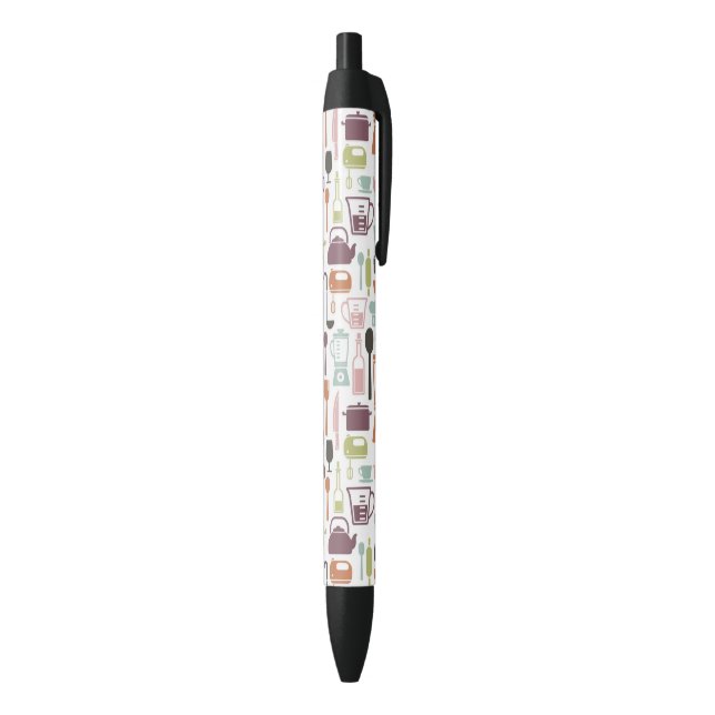 Pattern with colourful cooking icons black ink pen (Bottom (Vertical))