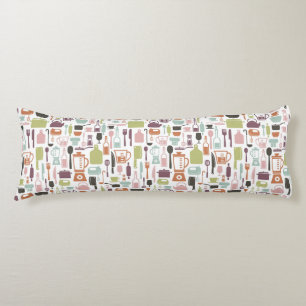 Pattern with colourful cooking icons body cushion
